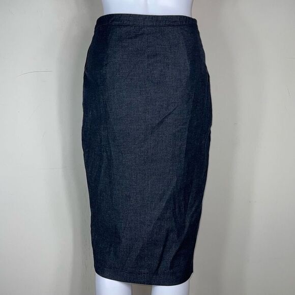 Halogen Stretch Denim Full Zip Front Plaque Pocket Skirt - Picture 5 of 14